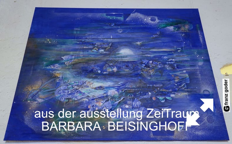 Barbara Beisinghoff - Zeitraum - Ausstellung Burg Dringenberg - Wandbild blaue Träume